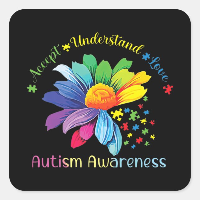 Autism Awareness Sunflower Accept Understand Love  Square Sticker (Front)