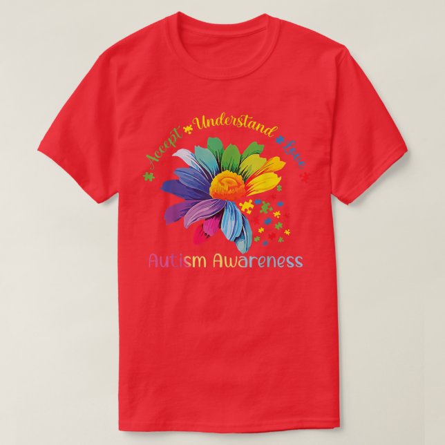Autism Awareness Sunflower Accept Understand Love  T-Shirt (Design Front)