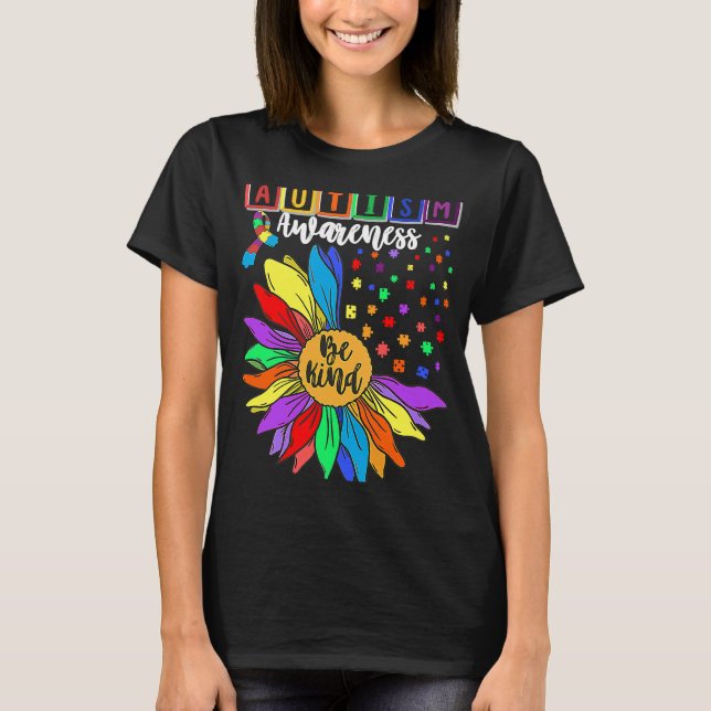 Autism Awareness Sunflower Choose Kindness Autism  T-Shirt (Front)