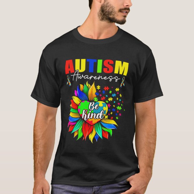 Autism Awareness Sunflower Choose Kindness Mom Kid T-Shirt (Front)
