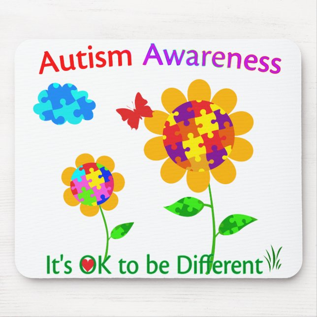Autism Awareness Sunflower Mouse Mat (Front)