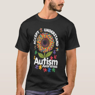 Autism Awareness Sunflower neurodiversity accept u T-Shirt
