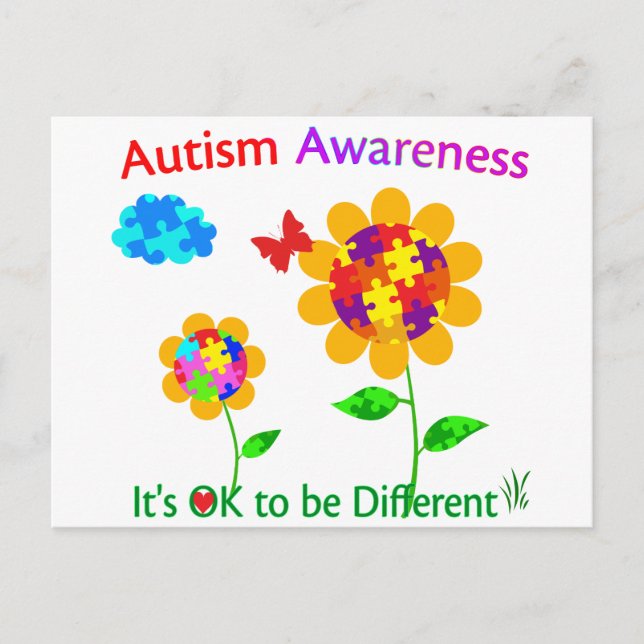 Autism Awareness Sunflower Postcard (Front)