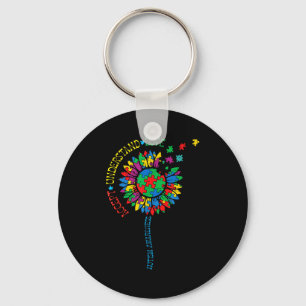 Autism awareness sunflower puzzle accept asd women key ring