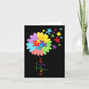 Autism Awareness Sunflower Puzzle Piece Kids Card