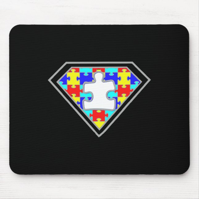 Autism Awareness Superhero Autism Gifts Boys Teach Mouse Mat (Front)