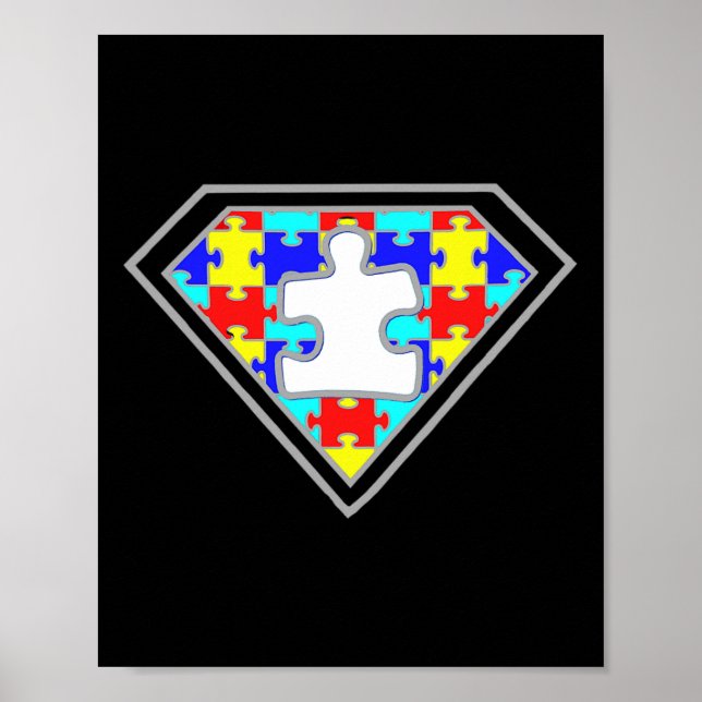 Autism Awareness Superhero Autism Gifts Boys Teach Poster (Front)