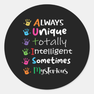 Autism Awareness Support Autism Kids For Mum Dad 1 Classic Round Sticker