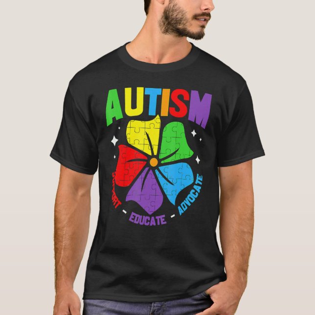 Autism Awareness Support Autism Kids For Mum Dad 3 T-Shirt (Front)