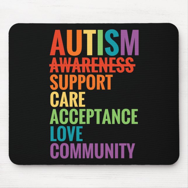 Autism Awareness  Support Care Acceptance Ally Gif Mouse Mat (Front)