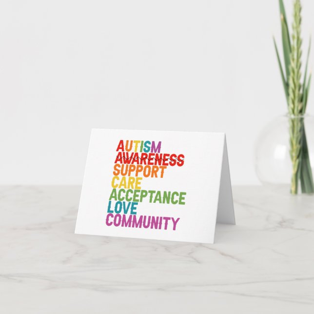 Autism Awareness Support Care Acceptance Ally Gift Thank You Card (Front)