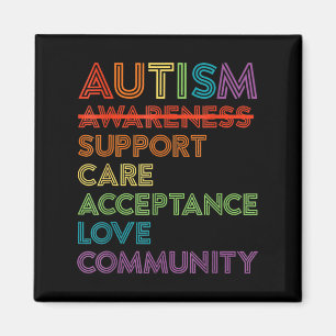 Autism Awareness Support Care Acceptance Ally T-Sh Magnet