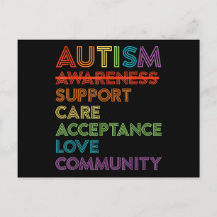 Autism Awareness Support Care Acceptance Ally T-Sh Postcard