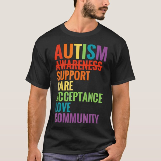 Autism Awareness Support Care Acceptance Ally T-Shirt (Front)