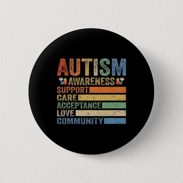 Autism Awareness Support Care Acceptance for women 6 Cm Round Badge (Front)