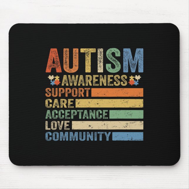 Autism Awareness Support Care Acceptance for women Mouse Mat (Front)