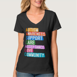Autism Awareness Support Care Acceptance Love Comm T-Shirt