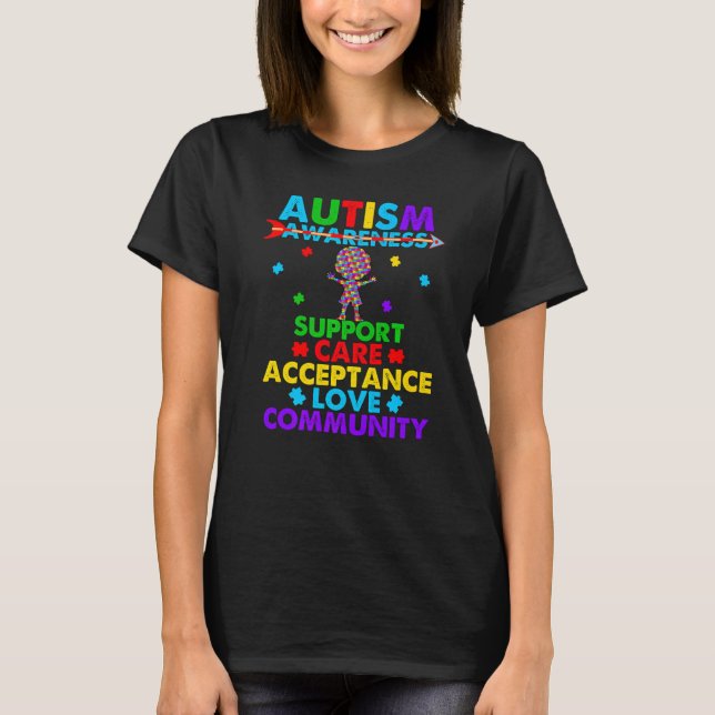 Autism Awareness Support Care Autism Awareness Mon T-Shirt (Front)