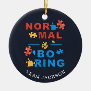 Autism Awareness Support Normal is Boring Puzzles Ceramic Tree Decoration