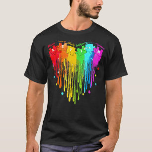 Autism Awareness Support Rainbow Autism Puzzle Hea T-Shirt