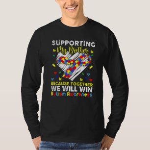Autism Awareness  Supporting My Brother Puzzle Hea T-Shirt