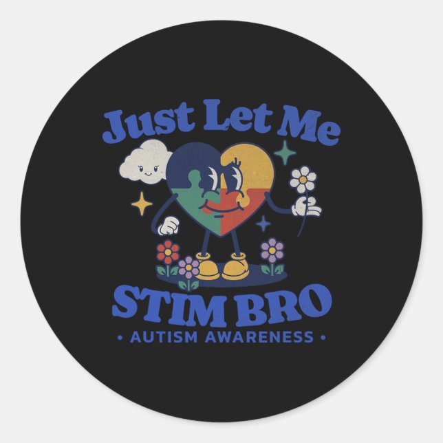 Autism Awareness Supportive Stimming Cute Butterfl Classic Round Sticker (Front)