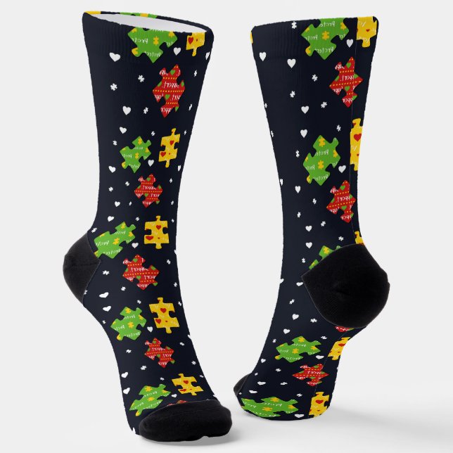 Autism Awareness Swag Pattern Socks (Angled)