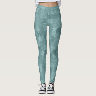 Autism Awareness Symbol Puzzle Pieces Mint Green Leggings