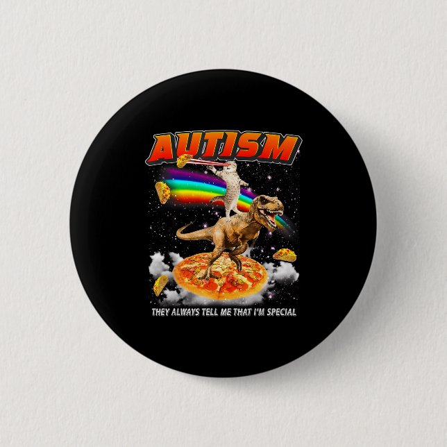 Autism Awareness T-rex Cat Meme Neurodiversity Pri 6 Cm Round Badge (Front)
