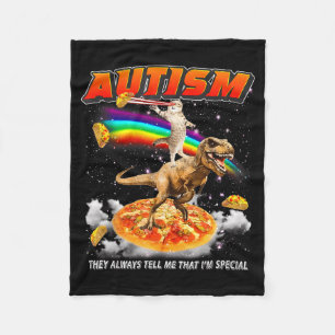 Autism Awareness T-rex Cat Meme Neurodiversity Pri Fleece Blanket