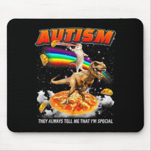 Autism Awareness T-rex Cat Meme Neurodiversity Pri Mouse Mat