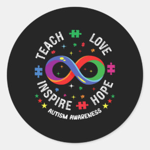 Autism Awareness Teach Hope Love Inspire Teacher I Classic Round Sticker