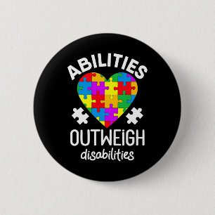 Autism Awareness Teacher Abilities Outweigh Disabi 6 Cm Round Badge