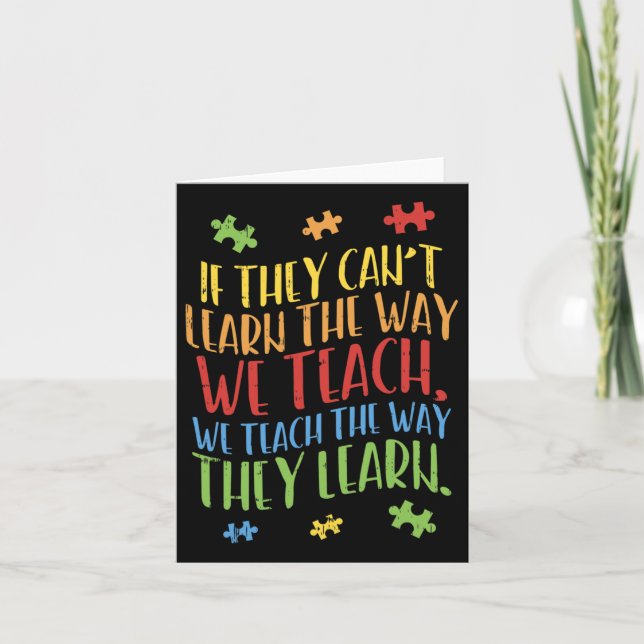 Autism Awareness Teacher Autistic Teach Learn Gift Card (Front)