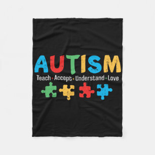 Autism Awareness Teacher Puzzle Teach Accept Under Fleece Blanket