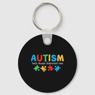 Autism Awareness Teacher Puzzle Teach Accept Under Key Ring