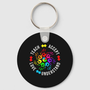 Autism Awareness Teacher Puzzle Teach Accept Under Key Ring