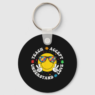 Autism Awareness Teacher Puzzle Teach Accept Under Key Ring