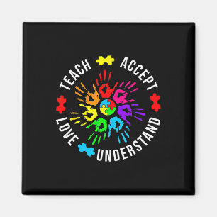 Autism Awareness Teacher Puzzle Teach Accept Under Magnet