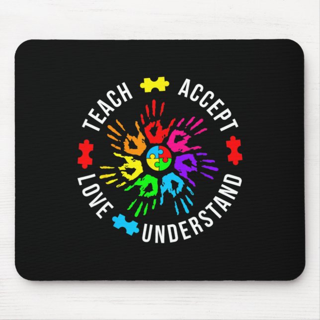 Autism Awareness Teacher Puzzle Teach Accept Under Mouse Mat (Front)