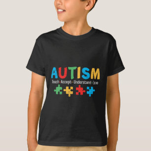 Autism Awareness Teacher Puzzle Teach Accept Under T-Shirt