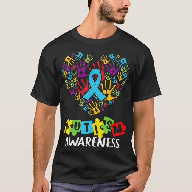 Autism Awareness Tee Women Heart Support Autistic  (Front)