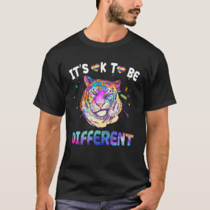 Autism Awareness Tie Dye Smirking Tiger Watercolo T-Shirt