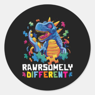 Autism Awareness Toddler Embrace Differences Dino  Classic Round Sticker