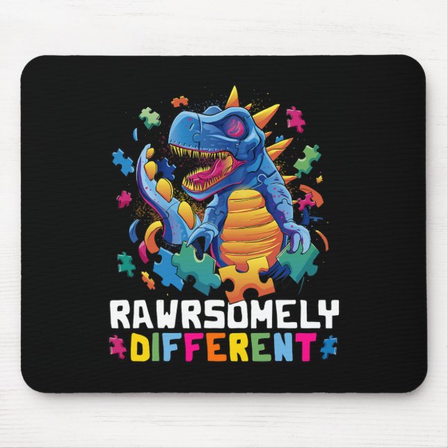 Autism Awareness Toddler Embrace Differences Dino  Mouse Mat (Front)