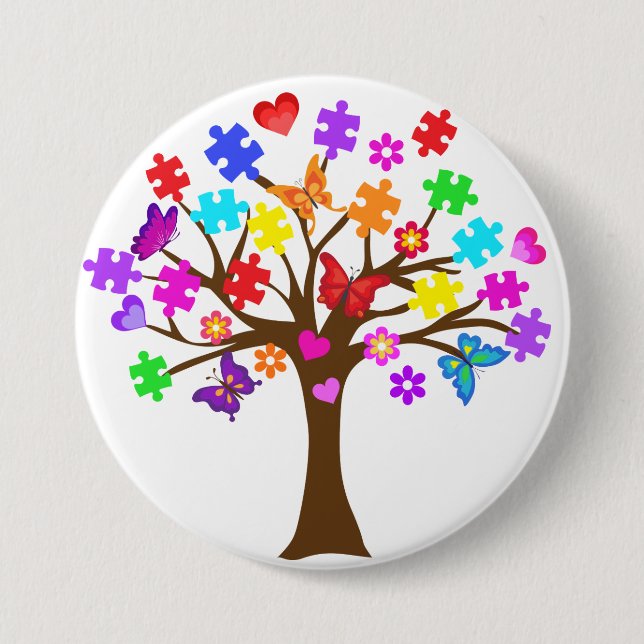 Autism Awareness Tree 7.5 Cm Round Badge (Front)