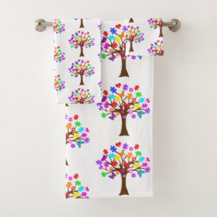 Autism Awareness Tree Bath Towel Set