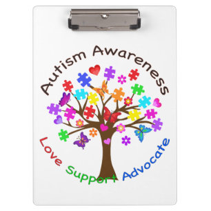 Autism Awareness Tree Clipboard