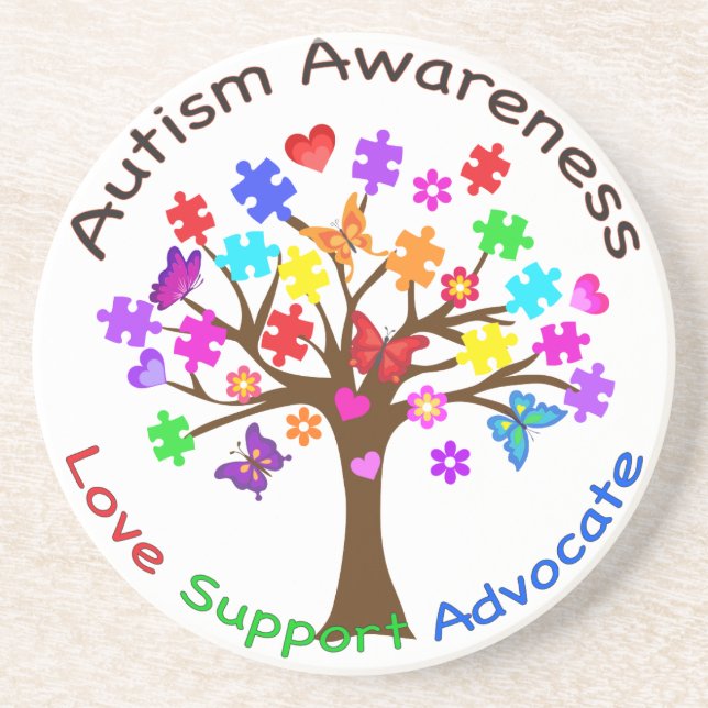 Autism Awareness Tree Coaster (Front)