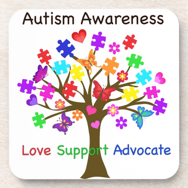 Autism Awareness Tree Coaster (Front)